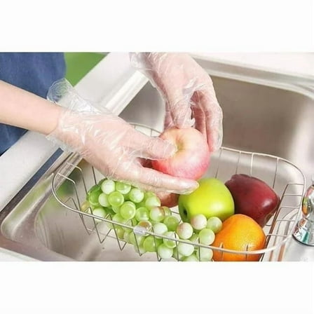 TST 100 Pcs Clear Kitchen Gloves for Garden Restaurant Cleaning Home Food Baking, Non-Sterile Disposable Gloves | One Size Fits Most