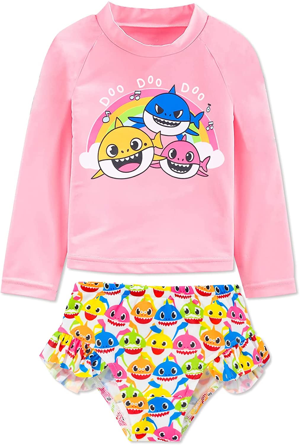 Baby Shark Swimsuit Toddler Girl Swimsuit Shark Long Sleeve Top + Shark