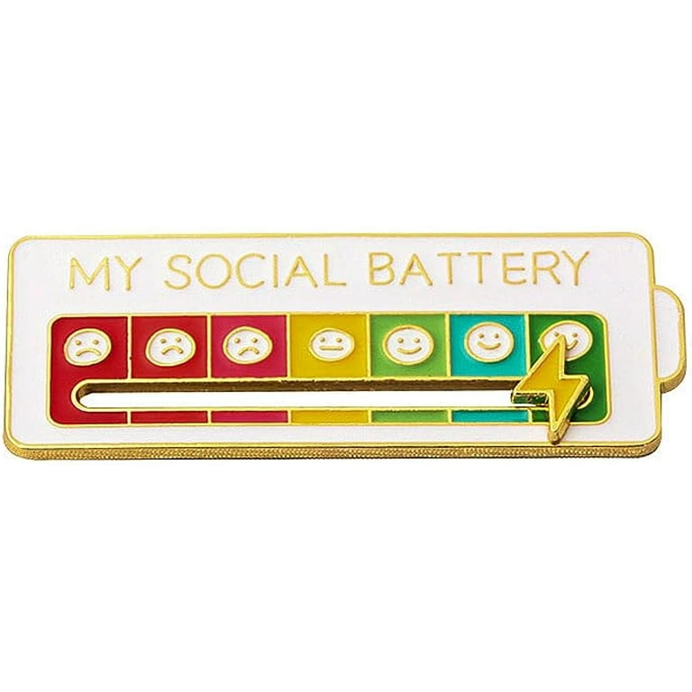 Social Battery Pin,My Social Battery Creative Lapel Pin, Fun