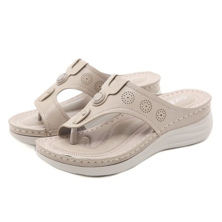 

Women‘s Wedge Flip Flops Comfortable Solid Color Open Toe Non-slip Slippers Outdoor Soft Sole Slides Shoes