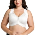 thumbnail image 6 of Riecok Womens Lace Front Closure Bras Plus Size Wireless Push Up Bralette Full Coverage Soft Everyday Bra White S, 6 of 8