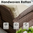 thumbnail image 5 of Meetleisure 72"Wide 3-Seat Brown Wicker Outdoor Sofa, Couch Patio Sofa with Deep Seating and Thick Cushions, Beige, 5 of 6