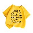 thumbnail image 4 of Girls Graphic T-Shirt Cute Letter Print Round Neck Short Sleeve Tee Summer Casual Unisex Kids T Shirts Yellow 7-8 Years, 4 of 5