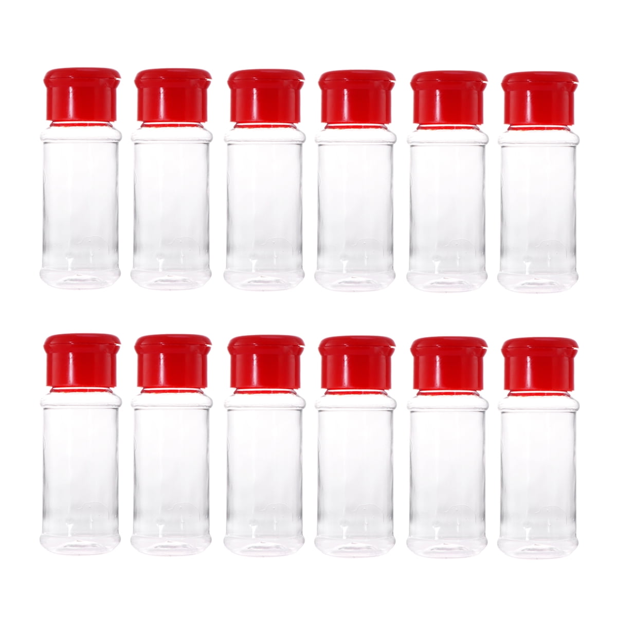 12 Pack of 6 oz. Empty Clear Plastic Spice Bottles with White Sprinkle Top Lids for Storing and Dispensing Salt, Sweeteners and Spices - Food-grade