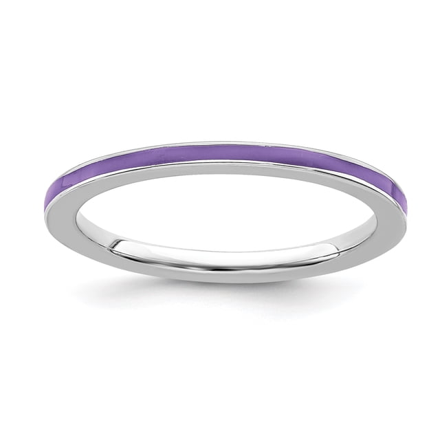925 Sterling Silver Purple 1.5mm Stackable Ring Ed