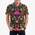 thumbnail image 2 of Balery Colorful Floral Embroidery Mexican Printed Men’s Short Sleeve Polo Shirt, Midweight Men's Shirt,Golf Polo shirts -4X-Large, 2 of 8