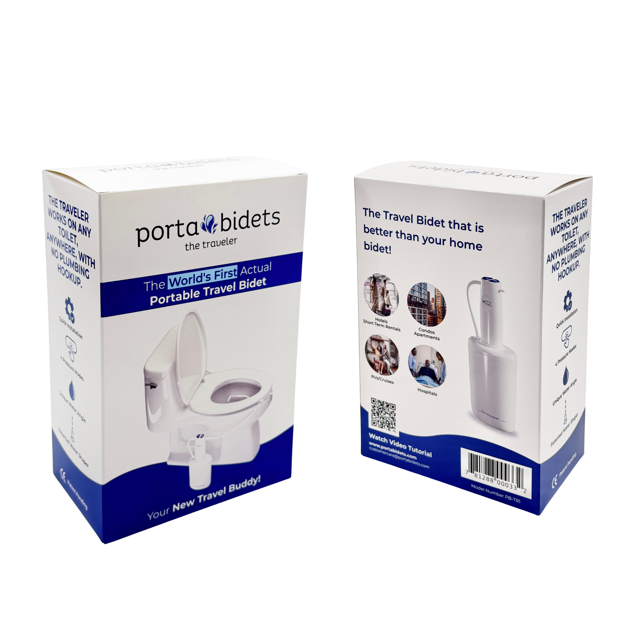 The Traveler by PortaBidets – Portable Rechargeable Travel Bidet | Mounts to Any Toilet | Compact Hygiene Kit for Hotels, Cruises & Gifts for Travelers