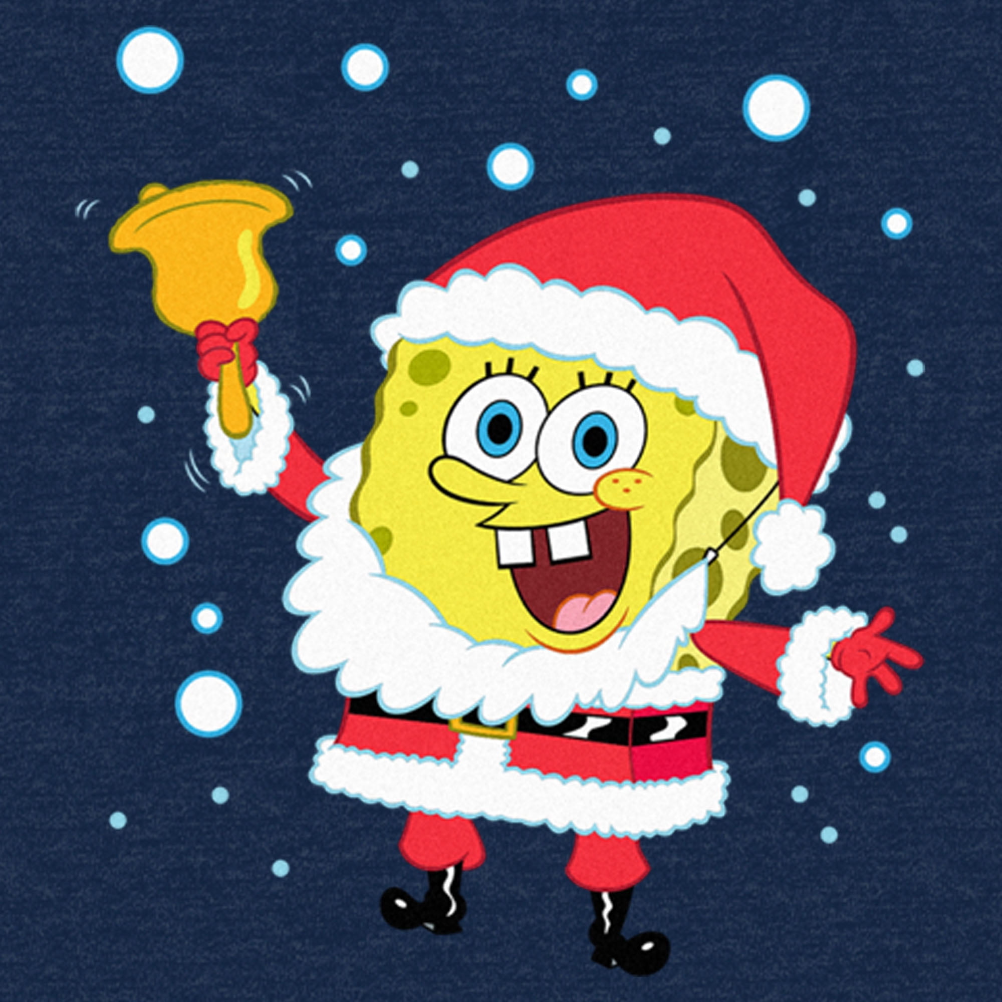 Men's SpongeBob SquarePants Christmas Santa Bell Graphic Tee Navy
