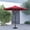 Red, variant on Merrick Lane Patio Umbrella with Base - 9' Tan Polyester Patio Umbrella - 30+ UV Protection - Waterproof Black Cement Base with 1.5" Diameter Aluminum Pole