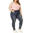 thumbnail image 6 of Agnes Orinda Women's Plus Size Shirts Blouse V Neck 3/4 Sleeve Floral Raglan Casual Spring Fall Tops 5X Pink, 6 of 9