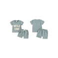 thumbnail image 2 of vera natura Baby Boys Summer Outfits Letter Embroidery Short Sleeves T-Shirt and Elastic Shorts for 2 Piece Vacation Clothes Set, 2 of 8