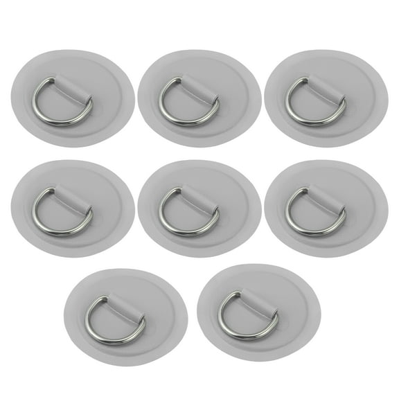 8pcs 8cm Gray D Ring Patch Stainless Steel Round Shape D Ring Pads for Surfboard Inflatable Boat Kayak Canoe Deck