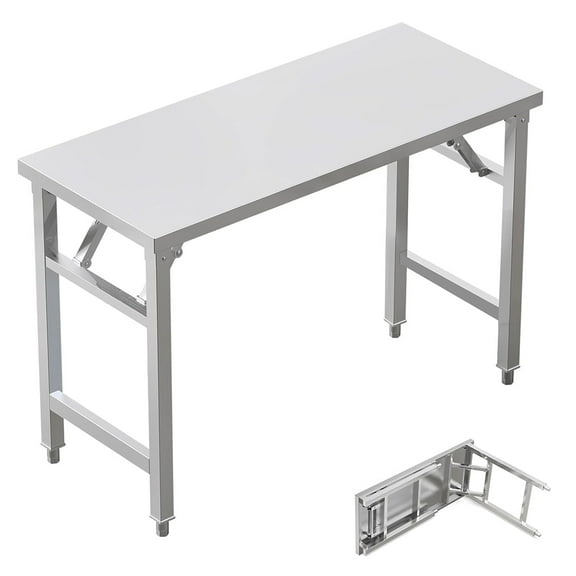Folding Stainless Steel Table 20X45 Inch, Commercial Heavy Duty Prep Table with Adjustable Table Corners for Restaurant,Outdoor Camping, Storage, Kitchen,Maintenance Room