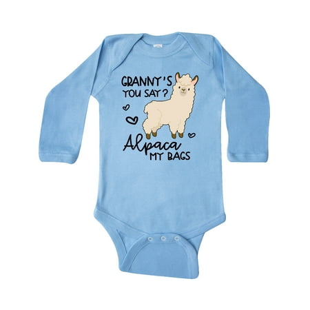 

Inktastic Granny s You Say Alpaca My Bags Gift Baby Boy or Baby Girl Long Sleeve Bodysuit
