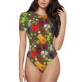 thumbnail image 1 of Balery Begetable Body de cuello redondo de manga corta para mujer Tops de manga corta Tops básicos-Large, 1 of 7