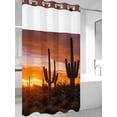 thumbnail image 2 of No Hook Shower Curtain with Snap-in Liner, Western Cactus Sunset Waterproof Fabric Bathroom Curtains, Modern Abstract Art Retro Bath Curtains & Mesh Top Window Stand Up Stall 36"x72", 2 of 9