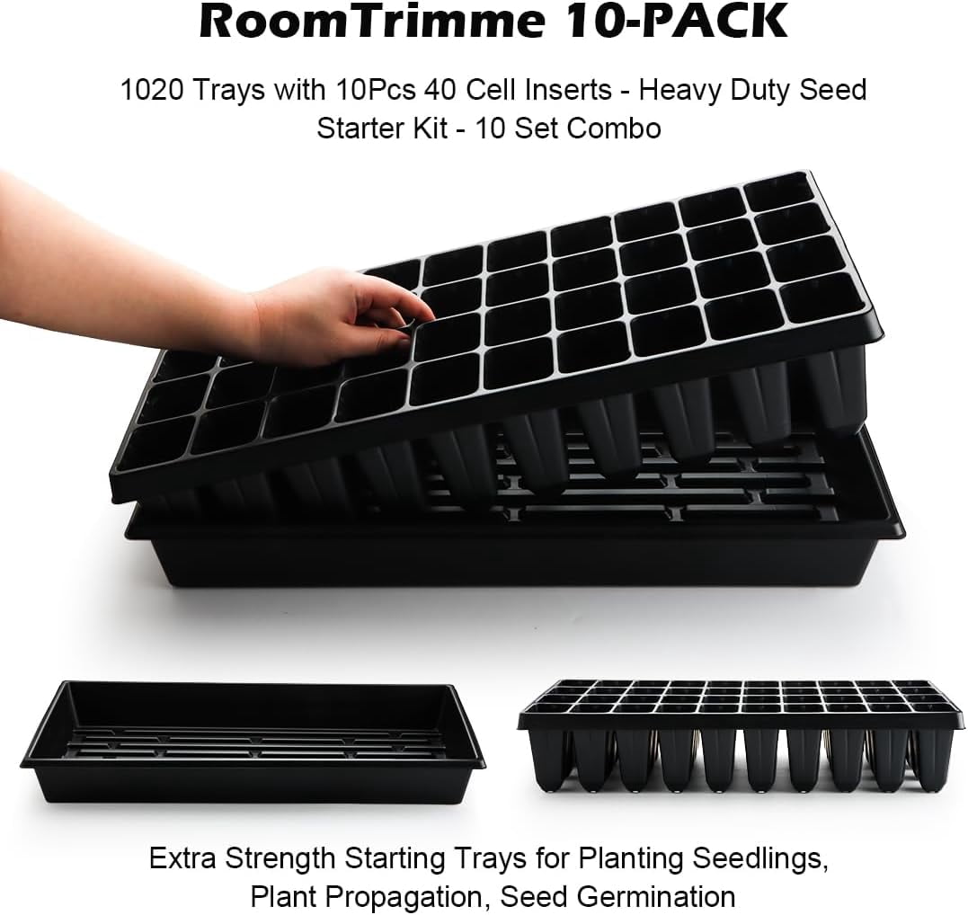 10 Pack 1020 Seed Starter Trays and 10 Pcs 72 Cell Plug Trays, Thick Durable Seedling Plastic Nursery Tray for TD538 1020 Tray Germination (10 Sets)