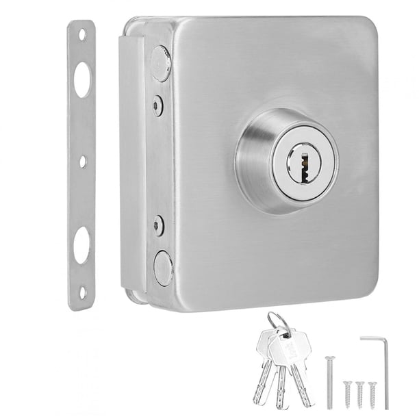 Cerradura de puerta sin marco, puerta de vidrio cuadrada, pestillo de puerta de vidrio, pestillo de cerradura de puerta multifuncional Jadeshay A