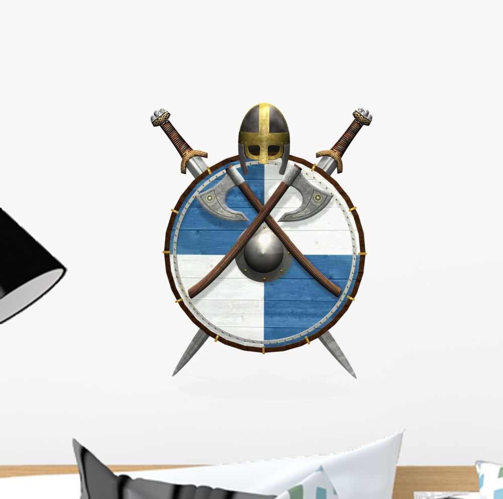 Shield and Swords Viking Wall Decal Wallmonkeys Peel and Stick Decals