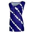 thumbnail image 4 of qucoqpe Women Plus Size Tank Tops Summer Casual Stripe Printing Crewneck Button Sleeveless Loose T-Shirt Blouse, 4 of 5
