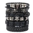 thumbnail image 1 of 1Set/5-6PCs Punk Rock Skull Star Multi Charm Bracelet Women Men Gothic Jewelry Braided Rope Leather Bracelet Men, 1 of 4