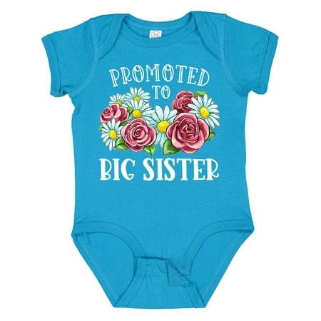 

Inktastic Promoted to Big Sister with Flowers Gift Baby Girl Bodysuit