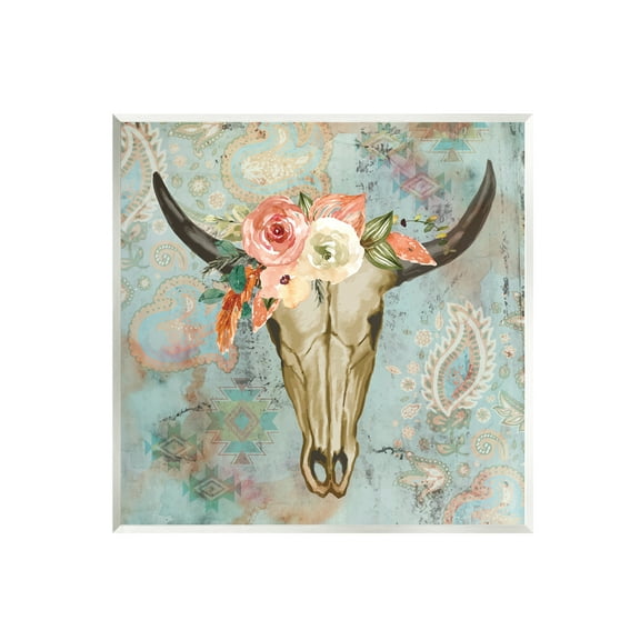 Stupell Southwestern Paisley Animal Skull Animals & Insects Painting Wall Plaque Unframed Art Print Wall Art