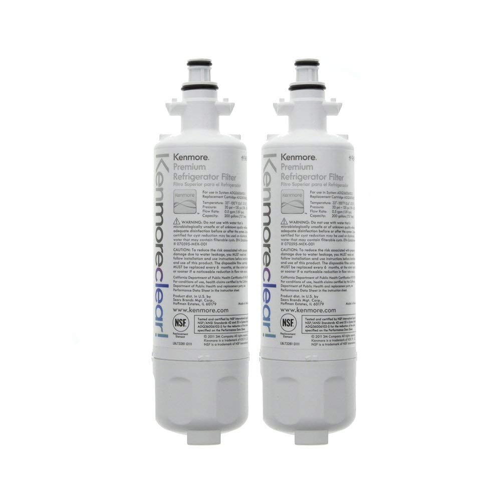 Kenmore 9690 Refrigerator Water Filter, Clear, 2Pack
