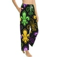 thumbnail image 2 of Uemuo Mardi Gras1 Pattern Women's Wide Leg Palazzo Lounge Pants with Pockets Light Weight Loose Comfy Casual Pajama Pants-Large, 2 of 9