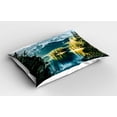 thumbnail image 2 of Ambesonne Winter Pillow Sham 2 Pack, Mountain Frozen Lake, 36"x20", Green White, 2 of 3