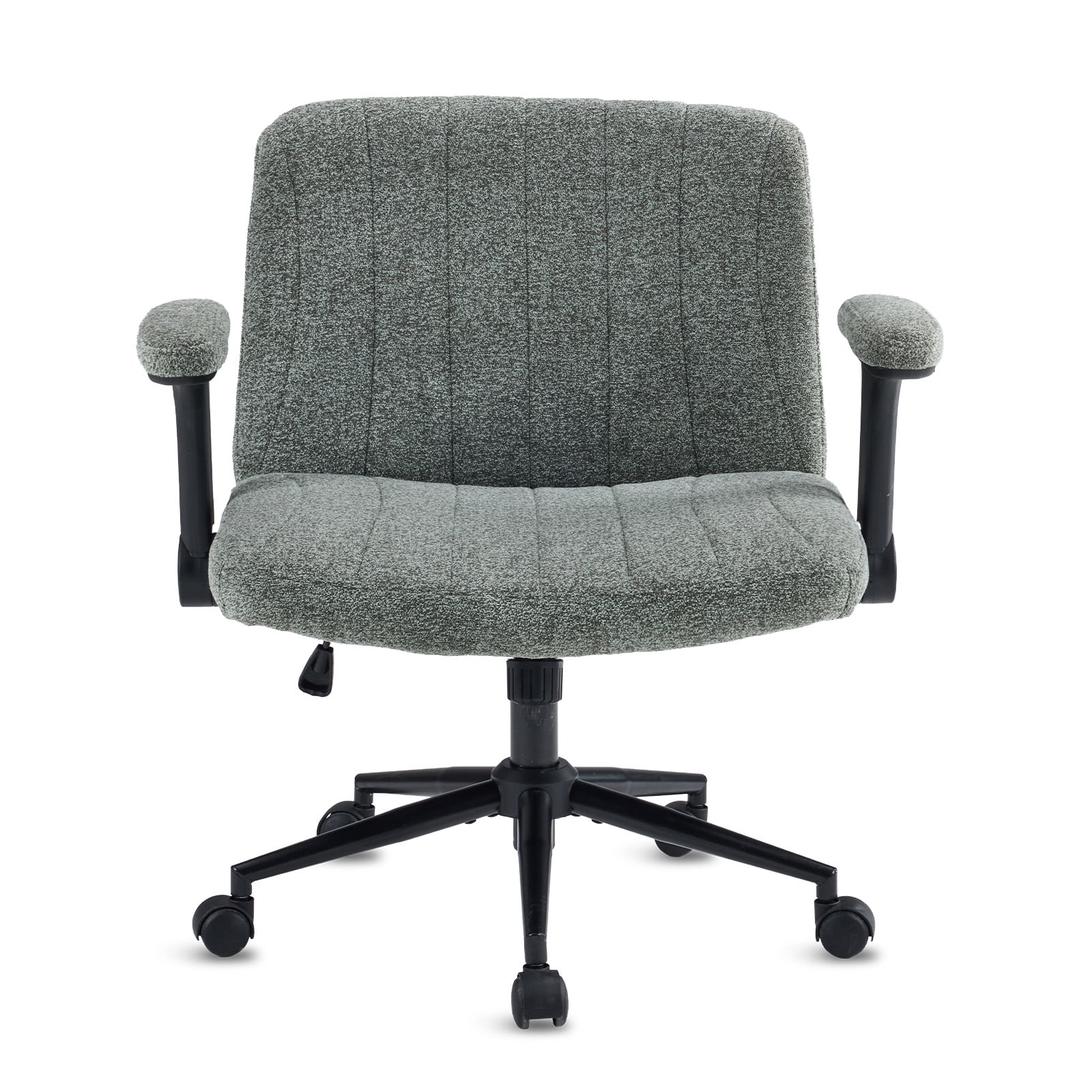 Ktaxon Office Chair with Chenille Fleece Upholstery, Flip-Top Armrest Desk Chair on Metal Star Base, Adjustable Height & Quiet Casters for Home Study Green