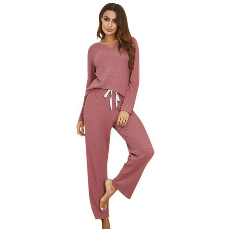 当店在庫してます! Women Loungewear Sets 2 Piece pj Sets,Long Sleeved V Neck Clothing