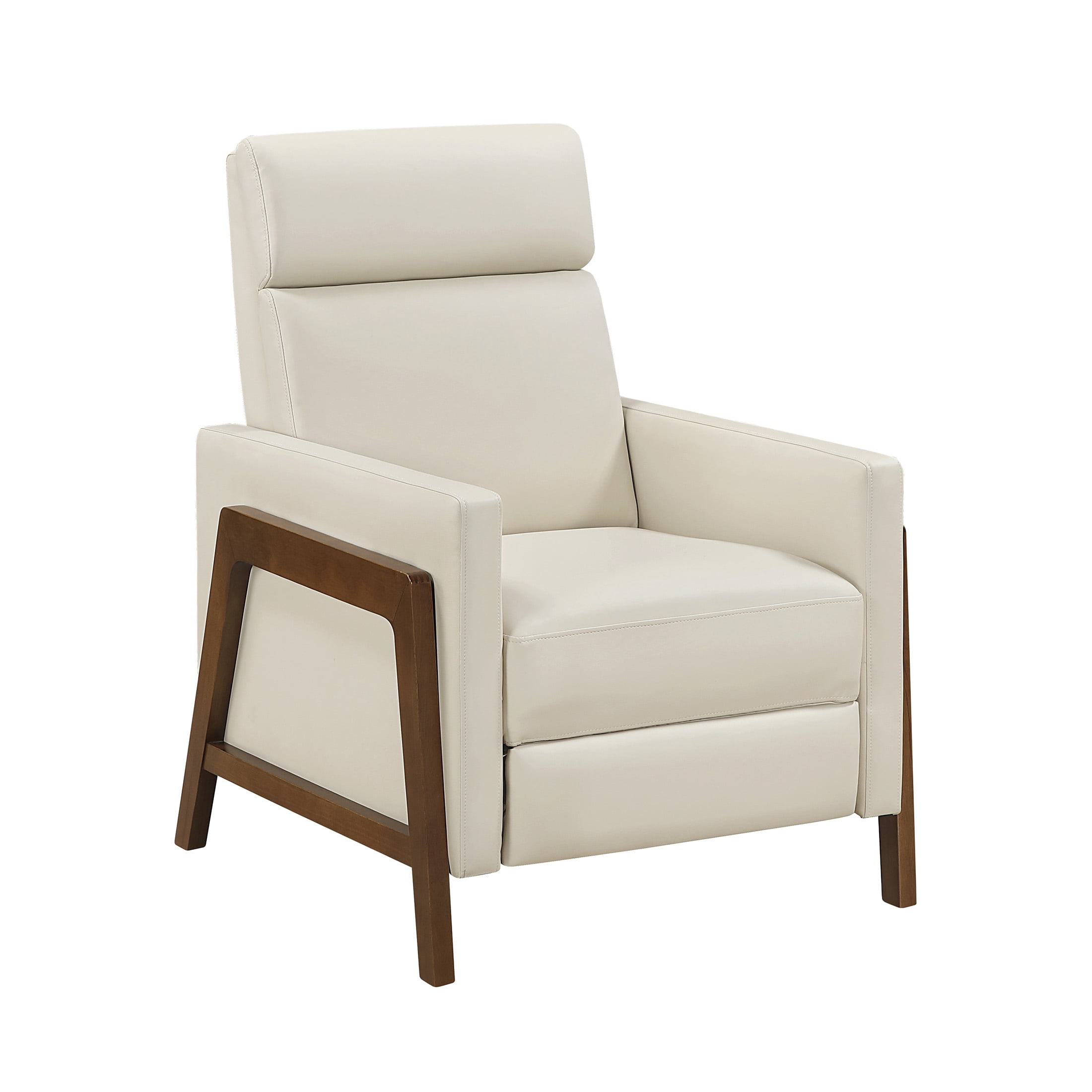 OakvillePark Velora Faux Leather Push Back Manual Reclining Chair, Light Beige