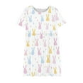 thumbnail image 4 of 2025 Easter Children Clothing Girls Short Sleeve Round Neck Printed Stretchy Dance Skirt A Line Dress Multicolor 11-12 Years, 4 of 4
