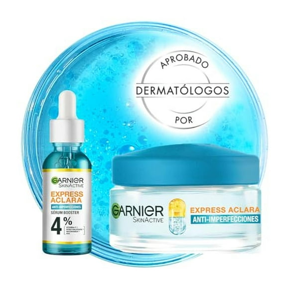 Garnier Skin Active Kit Serum Anti Acne 15ml + Garnier Express Aclara Crema Hidratante Matificante A