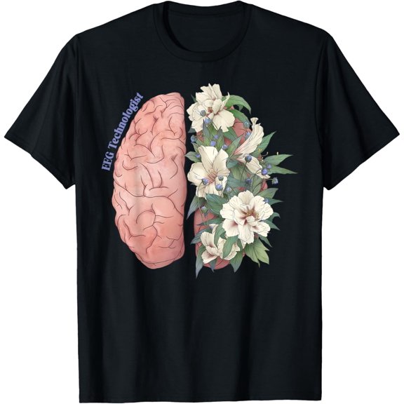EEG Technologist Brain Floral Anatomy Anatomical EEG Tech T-Shirt