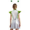thumbnail image 5 of iiniim Girls Outer Space Alien Robot Carnival Movie Party Metallic Gloss Tunic Dress with Hair Hoop Fluorescent Green 8, 5 of 7