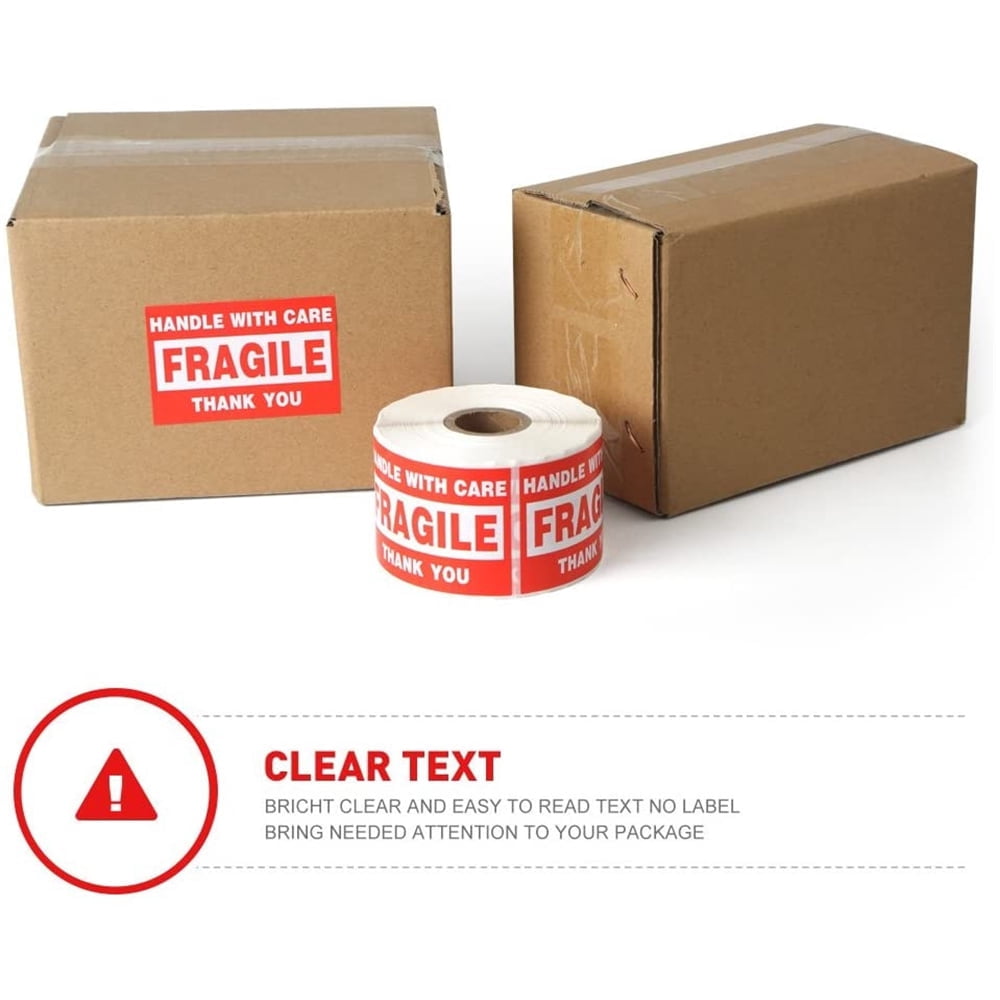 SJPACK Fragile Stickers 3" x 5" 4 Roll 2000 Labels Fragile - Handle with Care - Thank You Shipping Labels