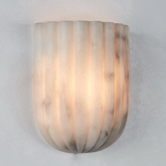 Elegant Faux White Marble Sconce, Modern Resin Wall Mounted Light with Brass Finish for Bathroom, Living Room, Hallway, Stairway