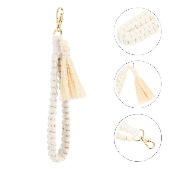 OFFIGAM 1Set Unique Macrame Keyring Wristlet Lanyard For Friends Daily Use