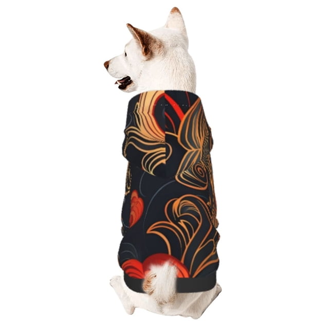 Balery Fiery Floral Pattern Sudadera con Capucha para Perros Pequeños – Ropa para Mascotas, Disfraz para Perros y Gatos, Ideal para Fiestas y Cosplay-Medium