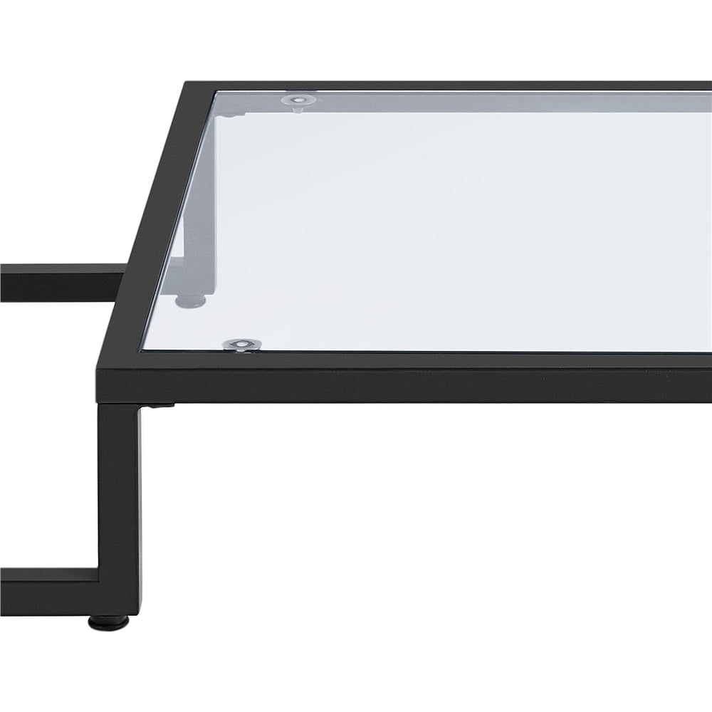 Yaheetech Modern Tempered Glass Coffee Table with Metal-frame, Black