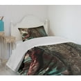 thumbnail image 4 of Ambesonne Zombie Quilted Bedspread Set 2 Pcs, Evil Eyes Monster, Twin Size, Umber Teal Tan, 4 of 6
