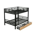 thumbnail image 4 of Metal Full Size Convertible Bunk Bed with 2 Drawers, Heavy Duty Sturdy Frame with Sturdy Guard Rail for Teens & Adults, No Box Spring Needed(Black, Full over Full), 4 of 11