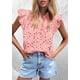 thumbnail image 2 of Blusa PRETTYGARDEN 2025 Mujer Verano Mangas con Volantes y Ojal Rosa Talla L, 2 of 6