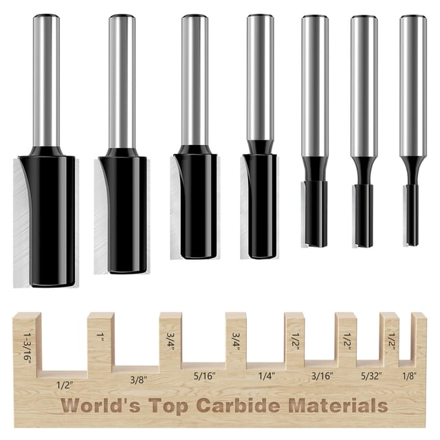 Juego de 7 piezas de brocas rectas con vástago de 1/4 pulgadas, broca dado recta, diámetro de corte de 1/8", 5/32", 3/16", 1/4", 5/16", 3/8", 1/2&qu