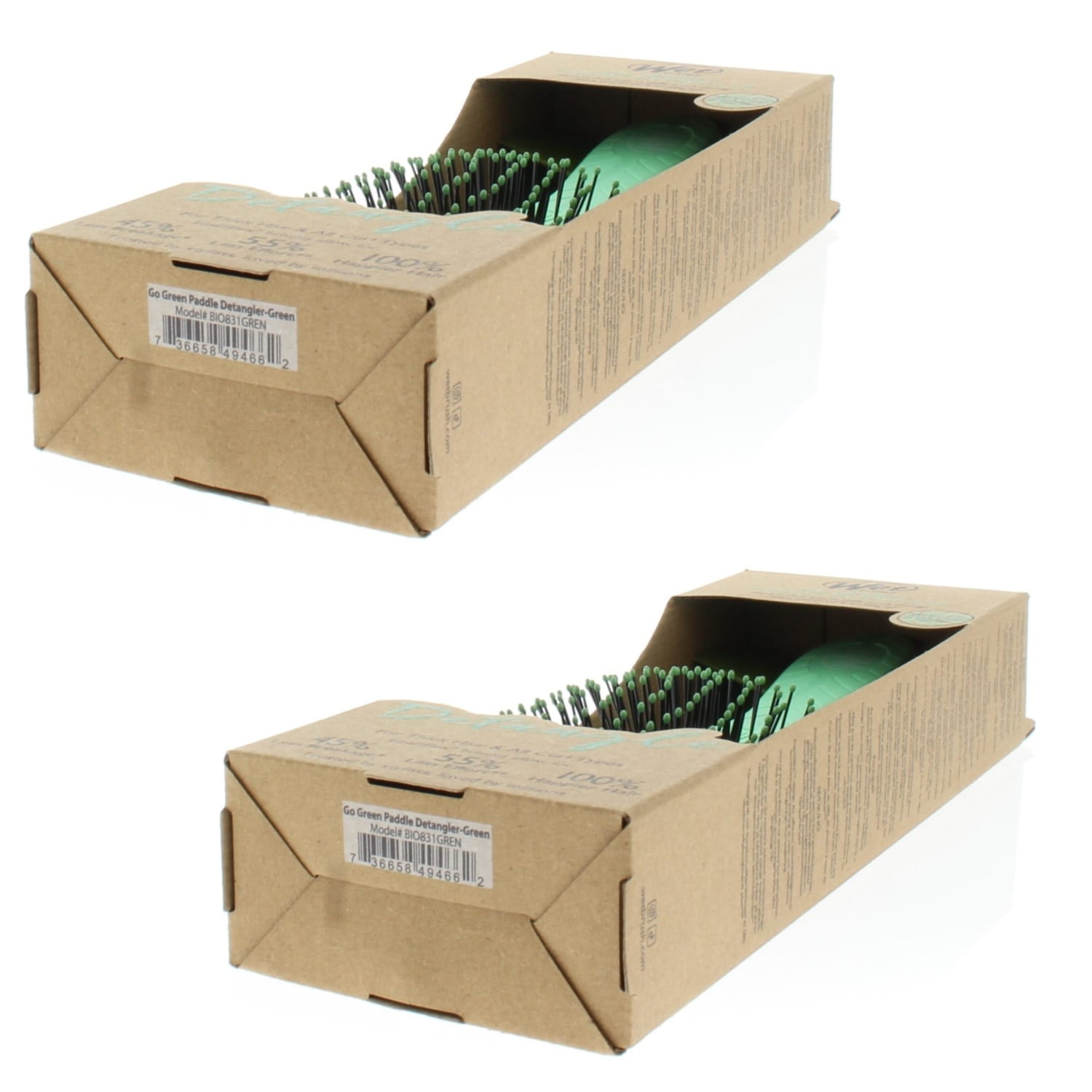 Wet Brush Go Green Paddle Detangler Green Model# BIO831GREN (2 Pack)