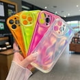 thumbnail image 4 of iPhone 13 Pro Max Holographic Case, Cute Laser 3D Water Ripple Bling Glitter Luxury Wave Shape Phone case for Women Girls Silicone Protection Cover (Fluorescent Orange), 4 of 13
