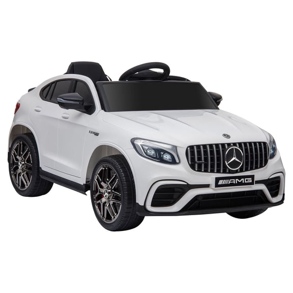 Mercedes-Benz AMG GLC63S Ride On Car - 12V Electric Remote Control, Lights & Music, 66lbs Capacity, White - Toddler Kids Ride-On Vehicle