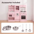 thumbnail image 5 of TLSUNNY Wooden Play Kitchen for Kids, Realistic Water Dispenser & Hood w/Lights & Sounds, Sink, Stove, Oven, Microwave, 5 of 12